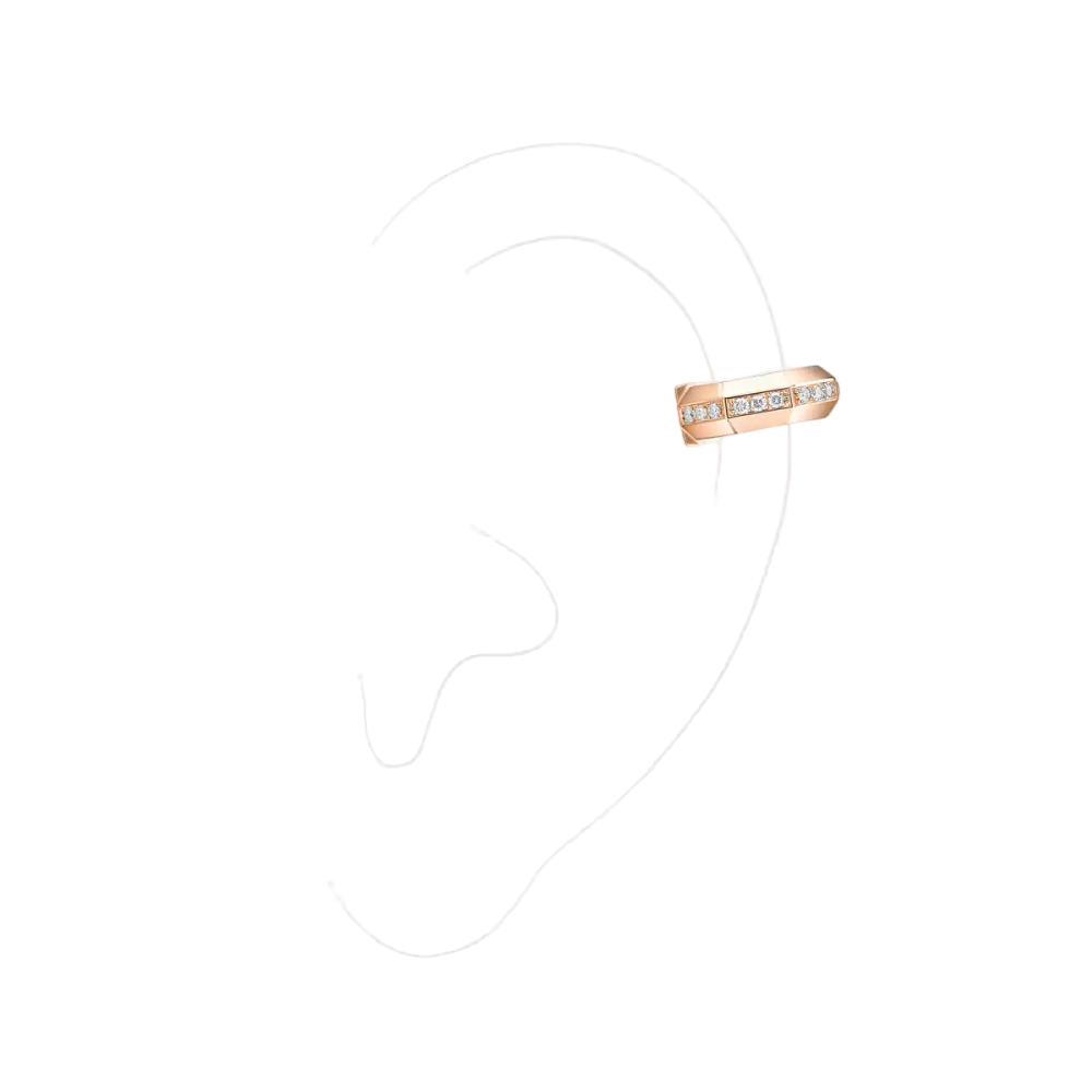 Mono clip haut pavé Moderniste Boucles d'oreilles Diamant Or Rose