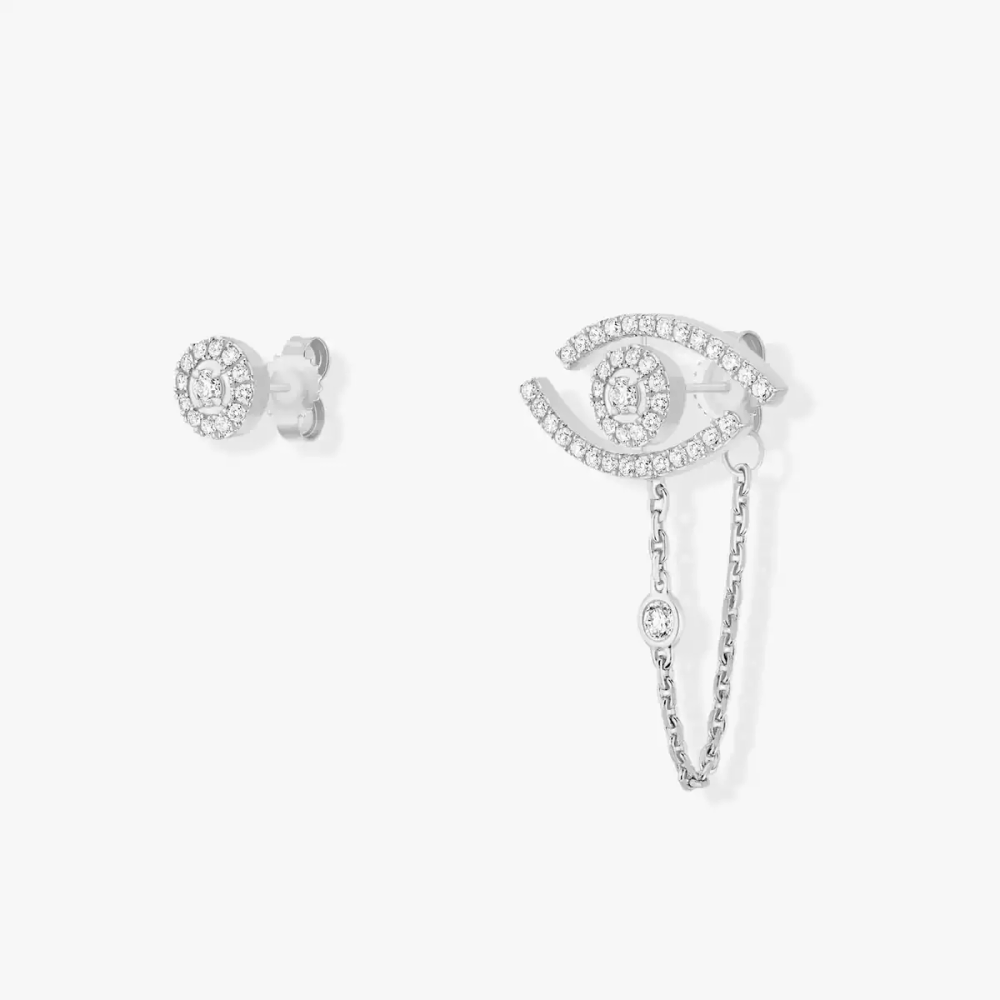 Boucles d'oreilles pavées Lucky Eye Boucles d'oreilles Diamant Or Blanc