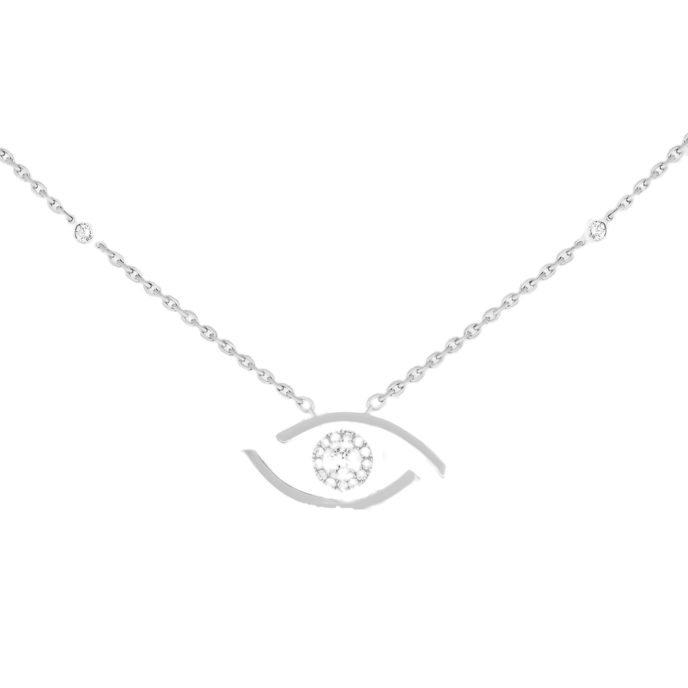 Lucky Eye Collier Diamant Or Blanc