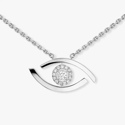 Lucky Eye Collier Diamant Or Blanc