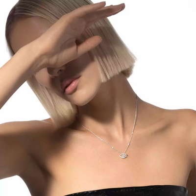 Lucky Eye Collier Diamant Or Blanc