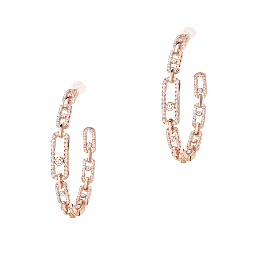 Créoles Move Link MM Boucles d'oreilles Diamant Or Rose