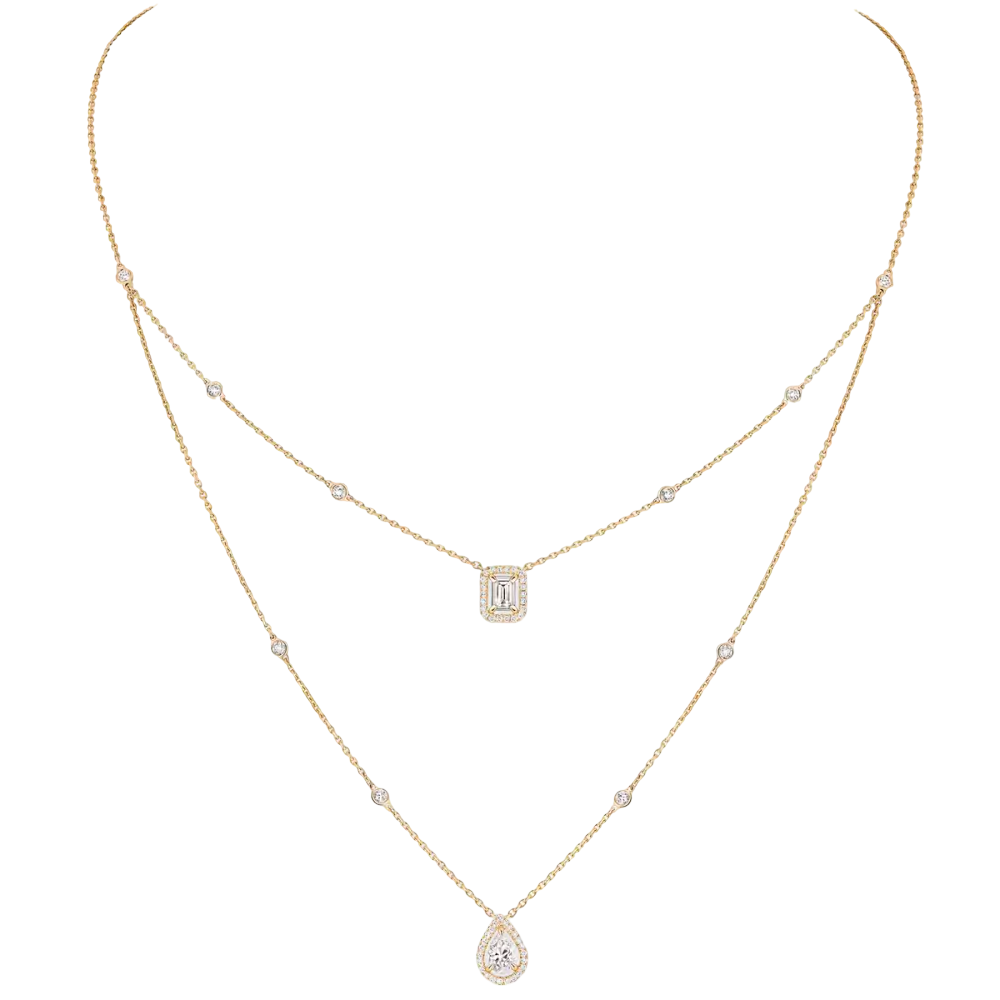 My Twin 2 Rangs 0,40ct x2 Collier Diamant Or Jaune