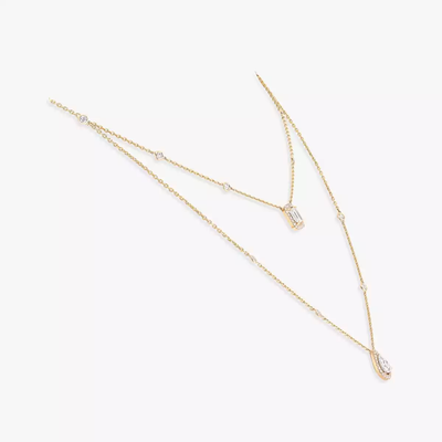 My Twin 2 Rangs 0,40ct x2 Collier Diamant Or Jaune