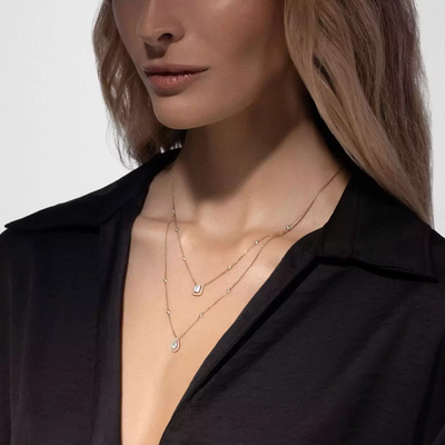 My Twin 2 Rangs 0,40ct x2 Collier Diamant Or Jaune