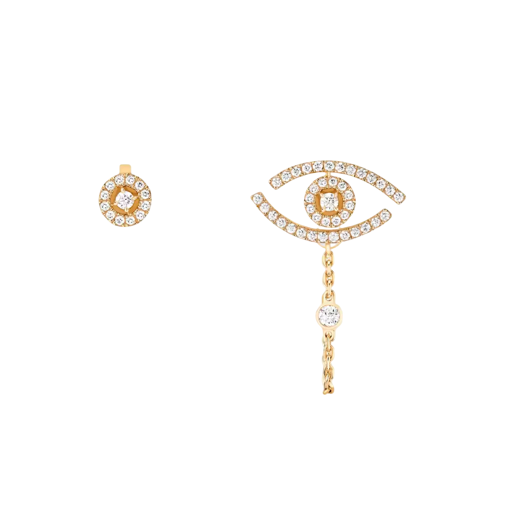 Boucles d'oreilles pavées Lucky Eye Boucles d'oreilles Diamant Or Jaune