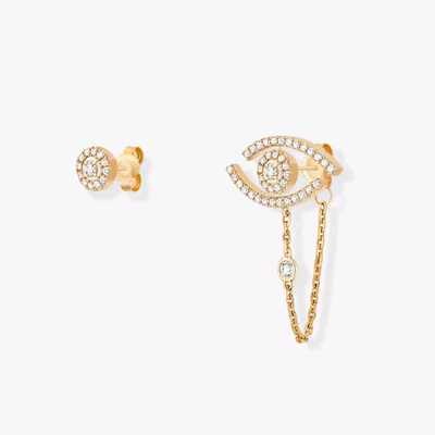 Boucles d'oreilles pavées Lucky Eye Boucles d'oreilles Diamant Or Jaune