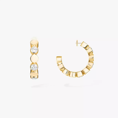 D-Vibes Mini Hoop Earrings Yellow Gold Diamond Earrings