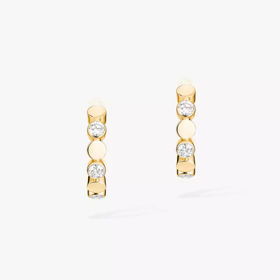 D-Vibes Mini Hoop Earrings Yellow Gold Diamond Earrings