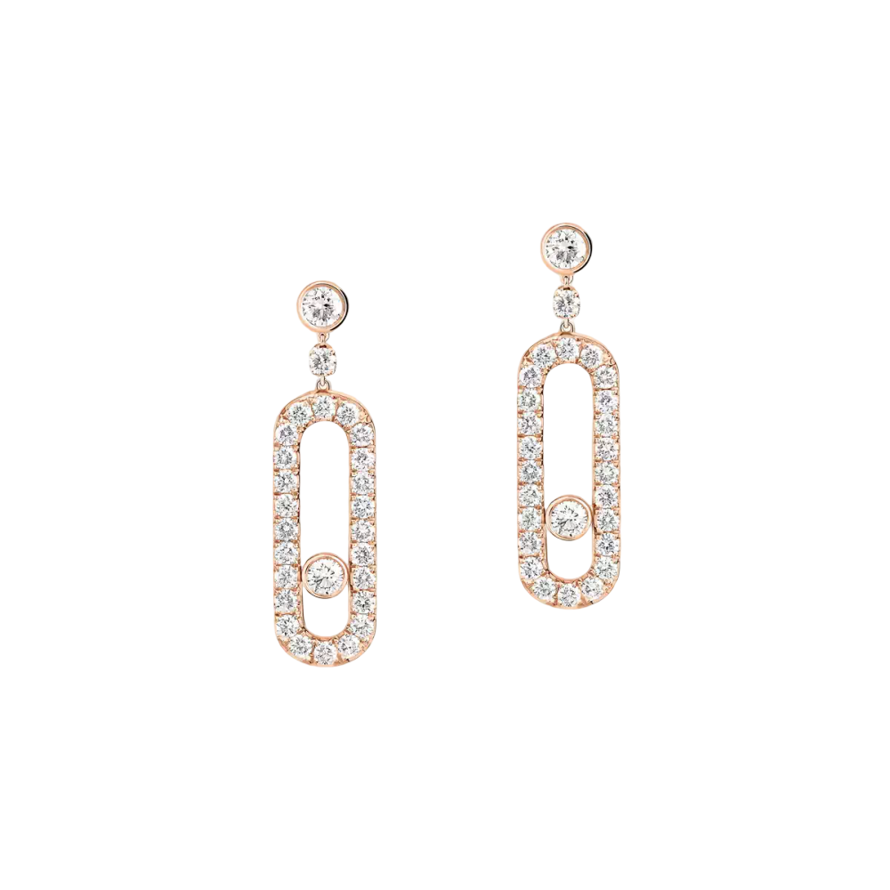 Move Uno Stud Pink Gold Diamond Earrings