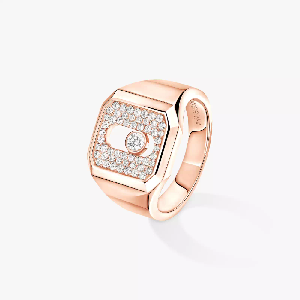 Move Joaillerie Pavé Signet Ring Pink Gold Diamond Ring