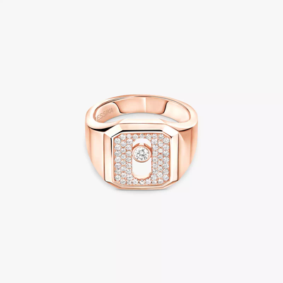 Move Joaillerie Pavé Signet Ring Pink Gold Diamond Ring