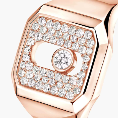 Move Joaillerie Pavé Signet Ring Pink Gold Diamond Ring
