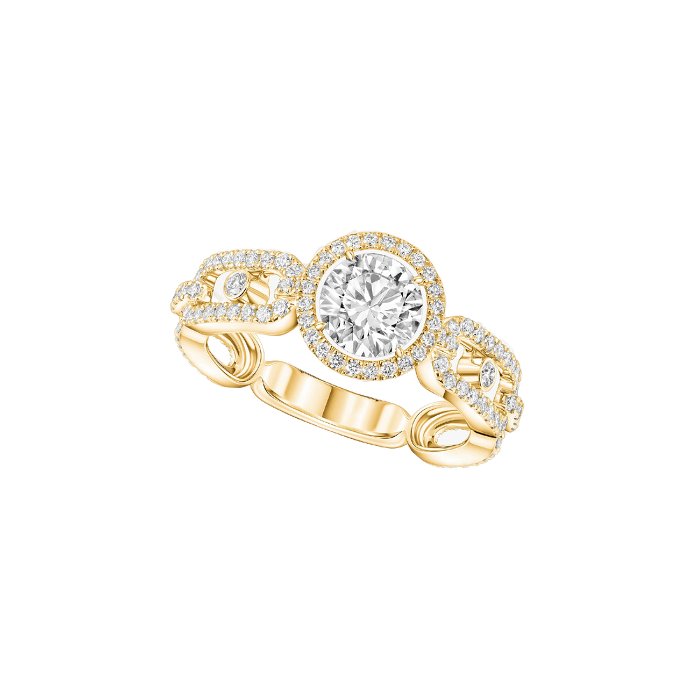 Yellow Gold Diamond Ring Move Link Solitaire 0.70ct