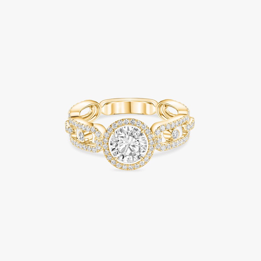 Yellow Gold Diamond Ring Move Link Solitaire 0.70ct