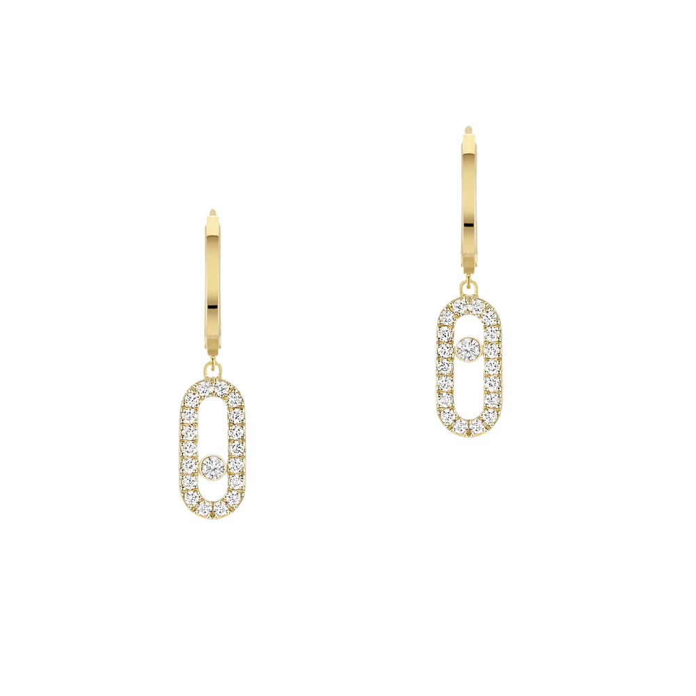 Move Uno Hoop Earrings Yellow Gold Diamond Earrings