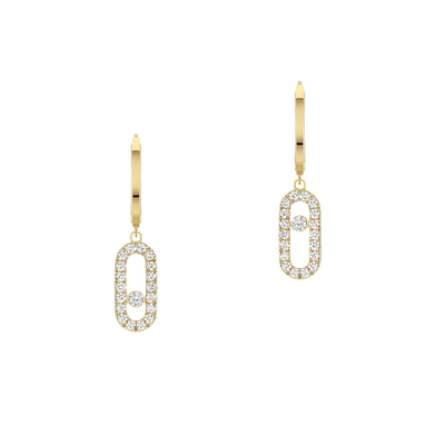 Move Uno Hoop Earrings Yellow Gold Diamond Earrings