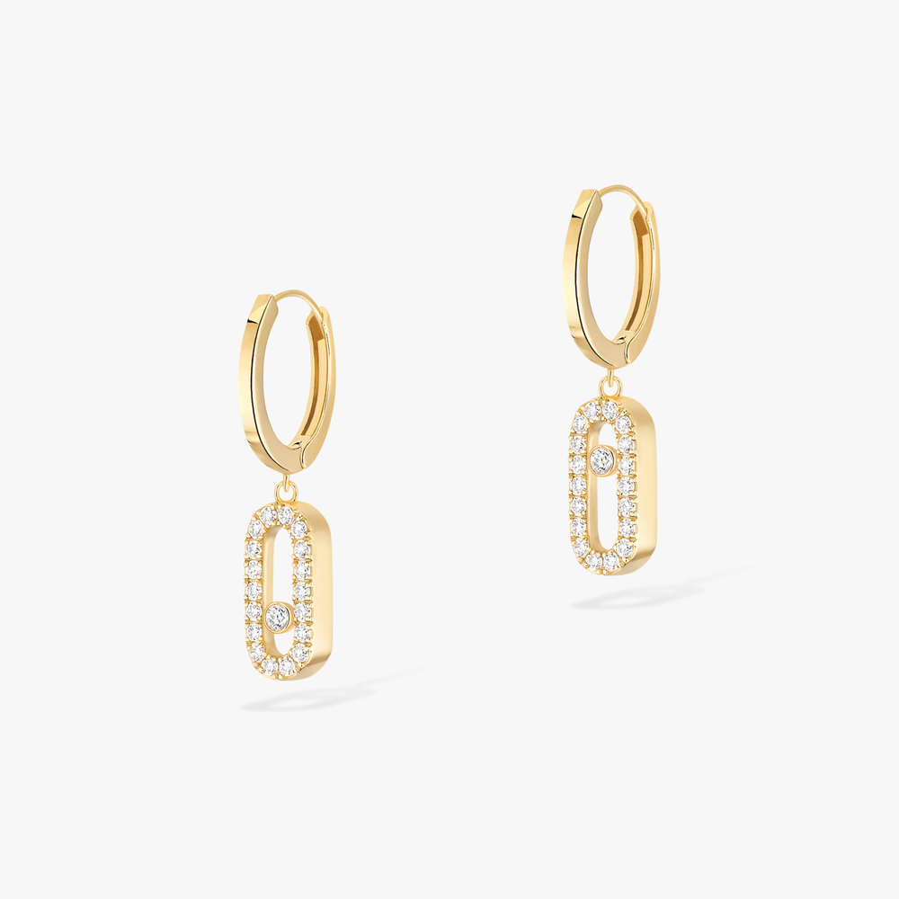 Move Uno Hoop Earrings Yellow Gold Diamond Earrings