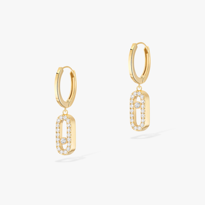 Move Uno Hoop Earrings Yellow Gold Diamond Earrings