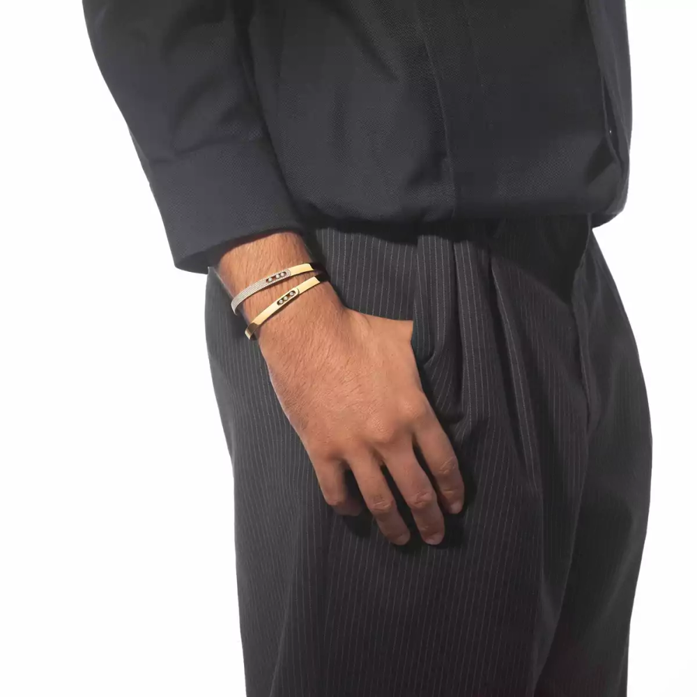 Bangle semi-pavé Move Noa grandes tailles Bracelet Diamant Or Jaune