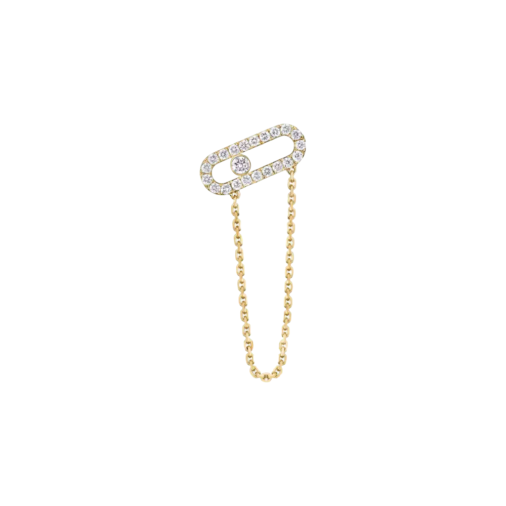 Move Uno Single Chain Earring Yellow Gold Diamond Earrings