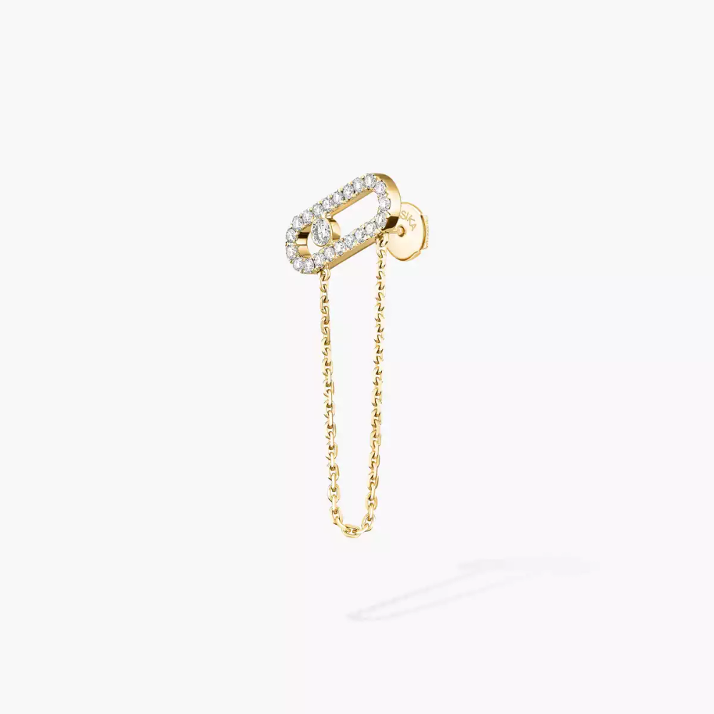 Move Uno Single Chain Earring Yellow Gold Diamond Earrings