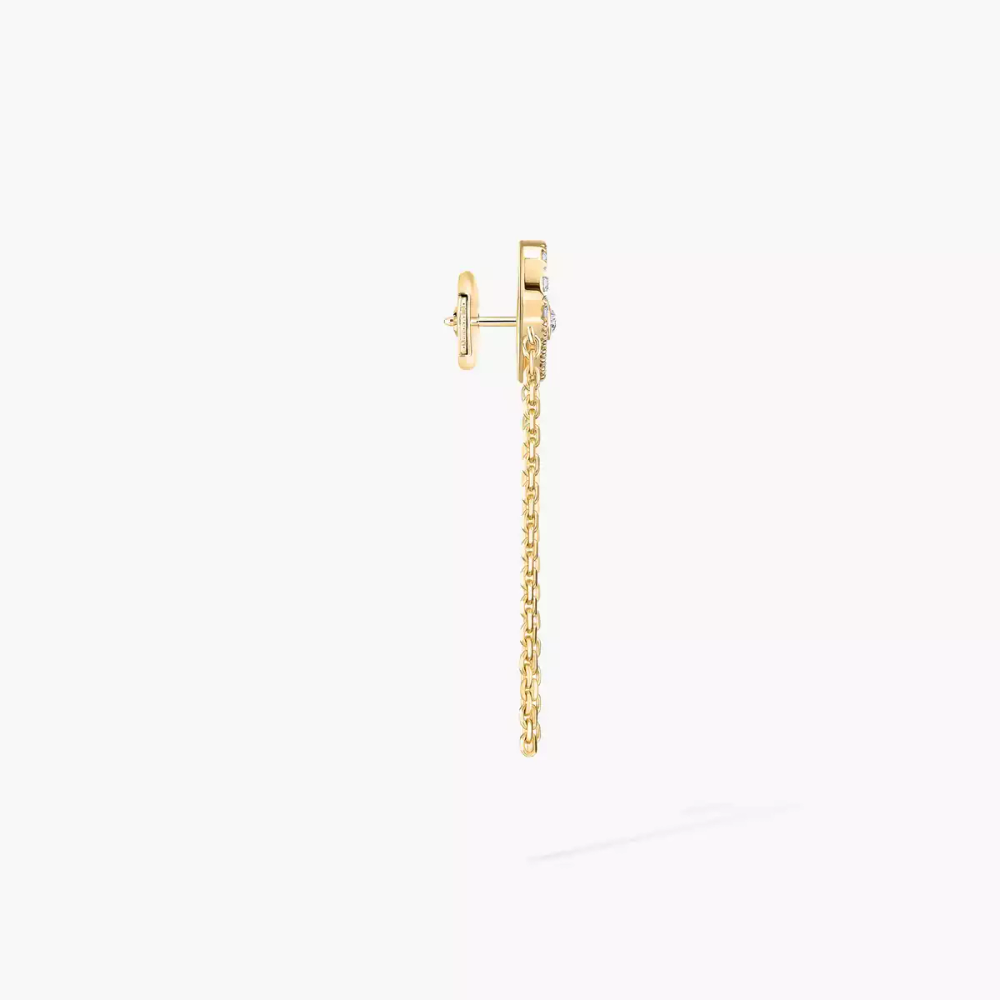 Move Uno Single Chain Earring Yellow Gold Diamond Earrings