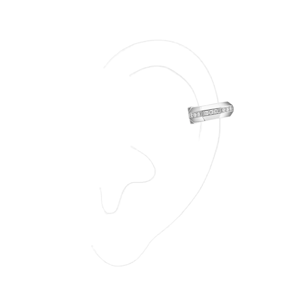 Mono clip haut pavé Moderniste Boucles d'oreilles Diamant Or Blanc