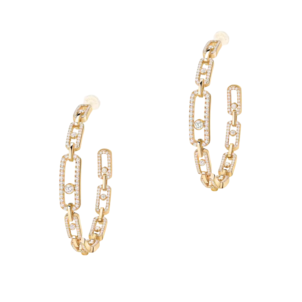 Créoles Move Link MM Boucles d'oreilles Diamant Or Jaune