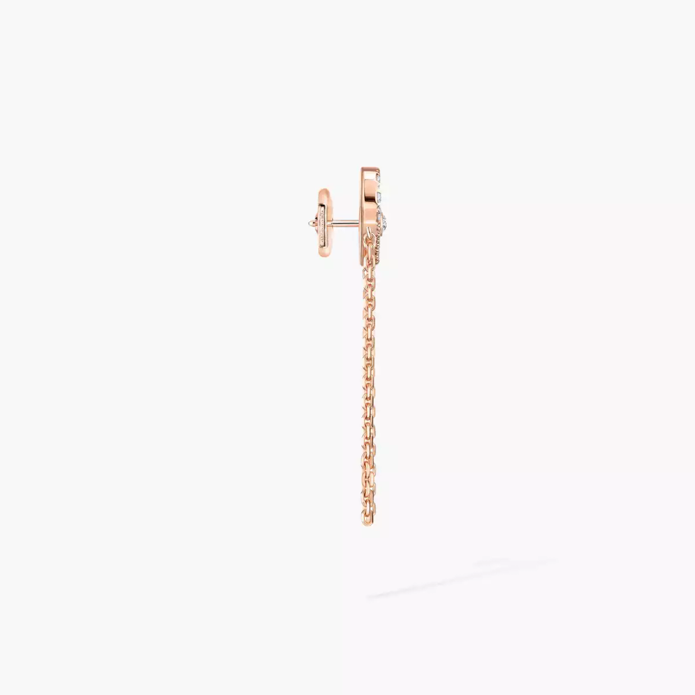Move Uno Single Chain Earring Pink Gold Diamond Earrings
