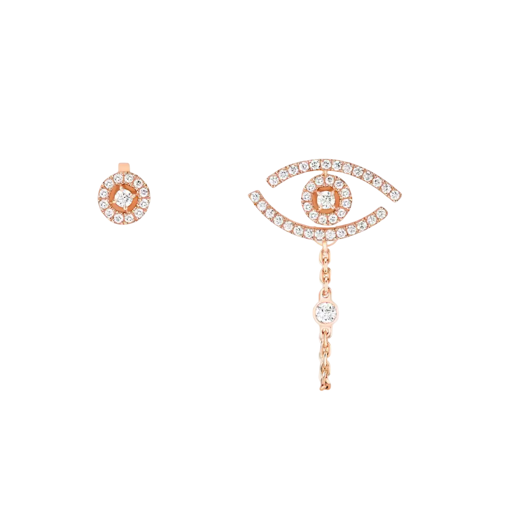 Lucky Eye Pavées Boucles d'oreilles Diamant Or Rose