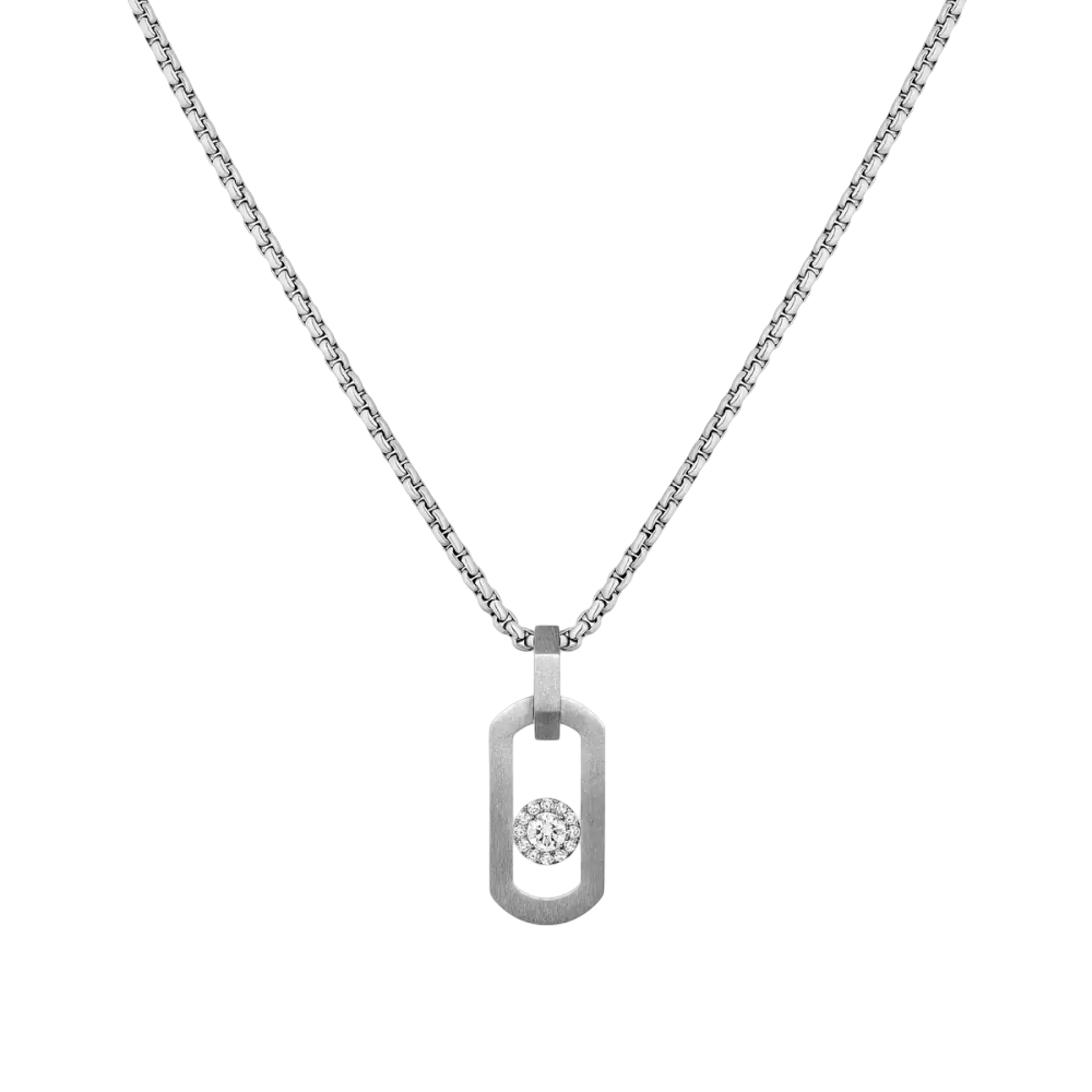 Pendentif So Move Titane Naturel Collier Diamant Natural Titanium