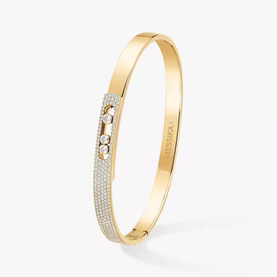 Bangle semi-pavé Move Noa PM Bracelet Diamant Or Jaune