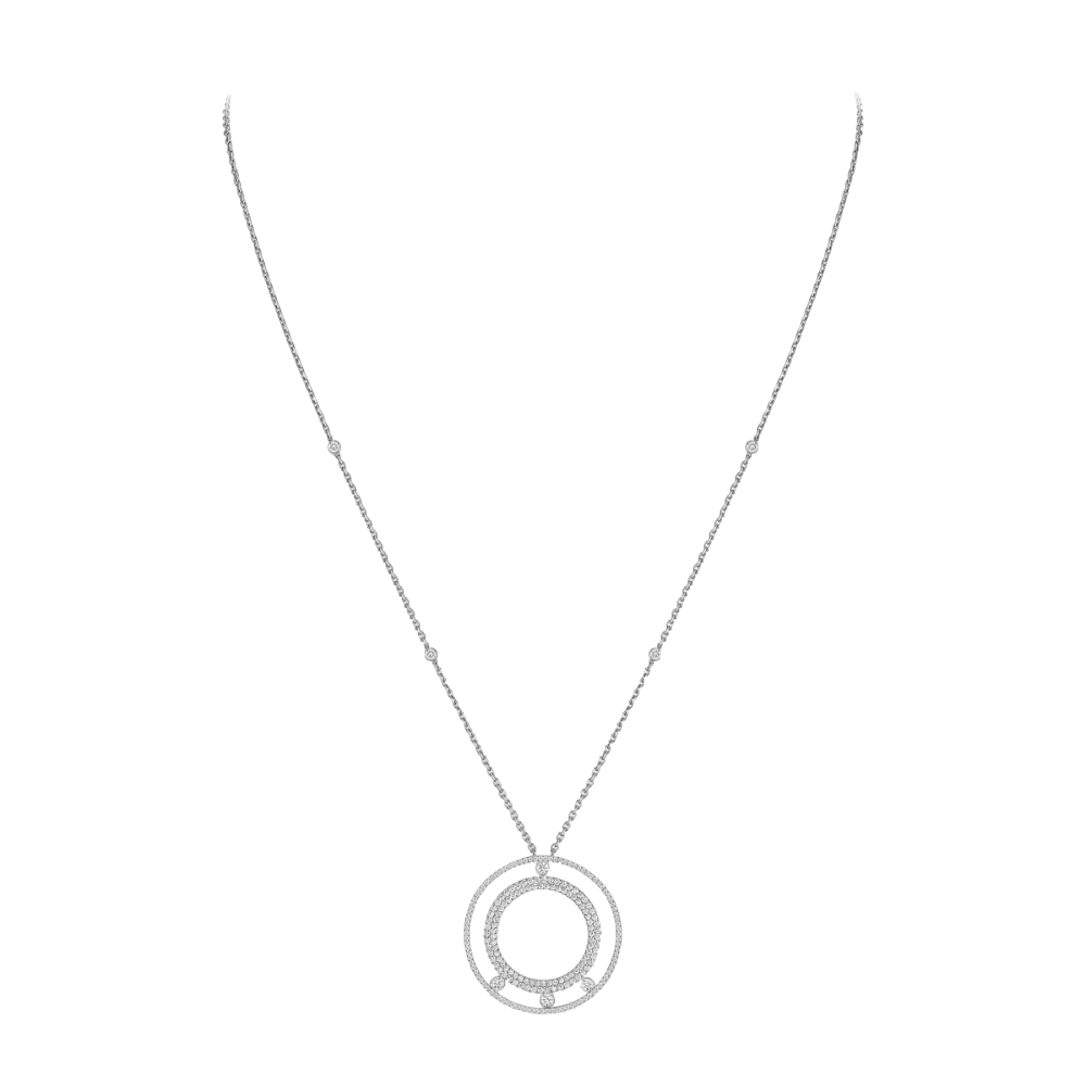 Collier Long Move Romane Pavé Collier Diamant Or Blanc