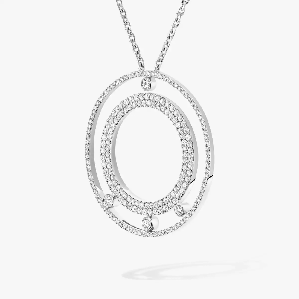 Collier Long Move Romane Pavé Collier Diamant Or Blanc