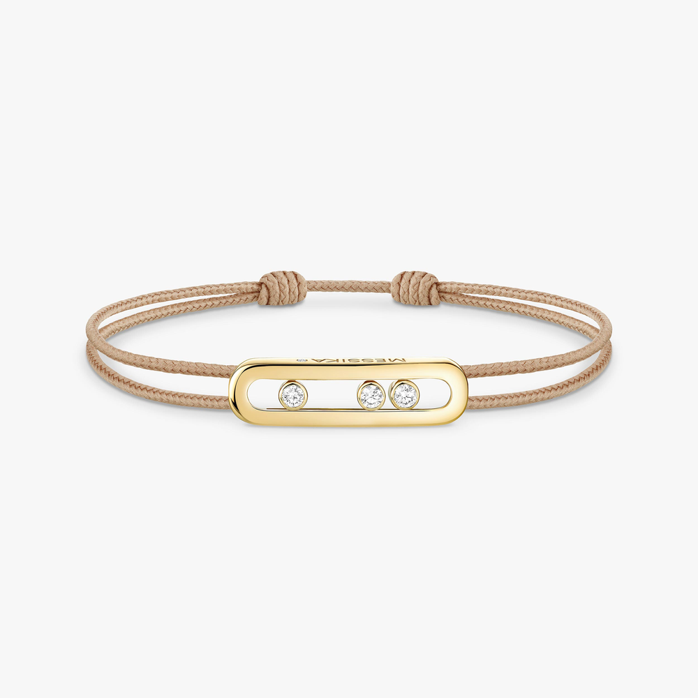 Yellow Gold Diamond Bracelet Messika CARE(S) Beige Cord Bracelet