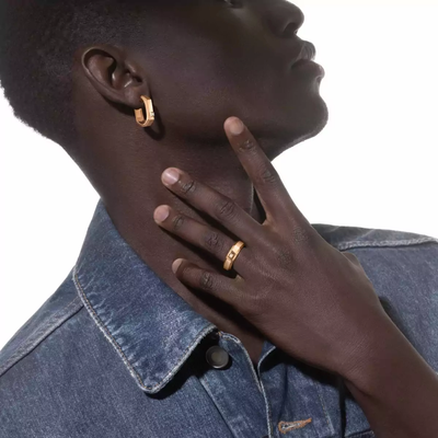 Mono créole Moderniste MM Boucles d'oreilles Diamant Or Jaune