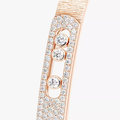 Bangle Move Noa Ciselé Semi-Pavé Grandes Tailles Bracelet Diamant Or Rose