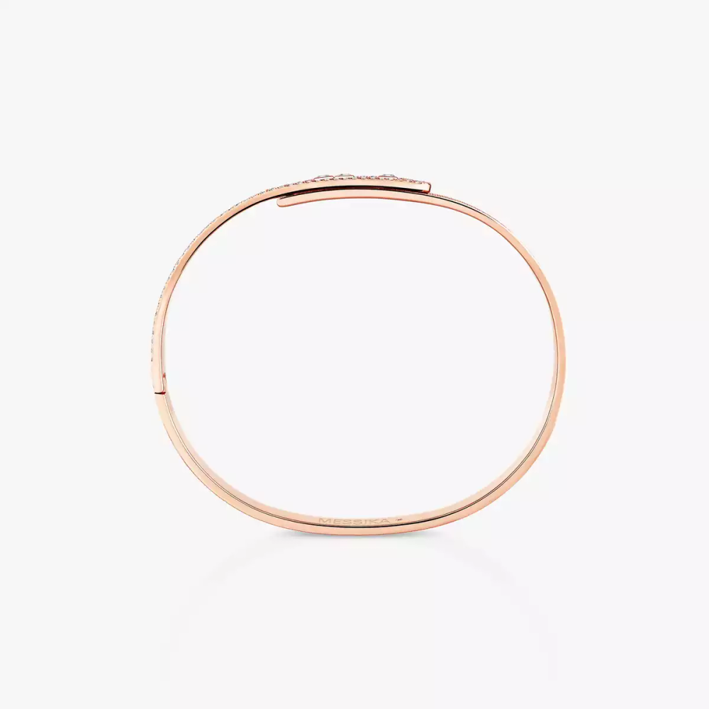 Bangle Move Noa Ciselé Semi-Pavé Grandes Tailles Bracelet Diamant Or Rose