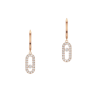Pink Gold Diamond Earrings Move Uno Hoop Earrings