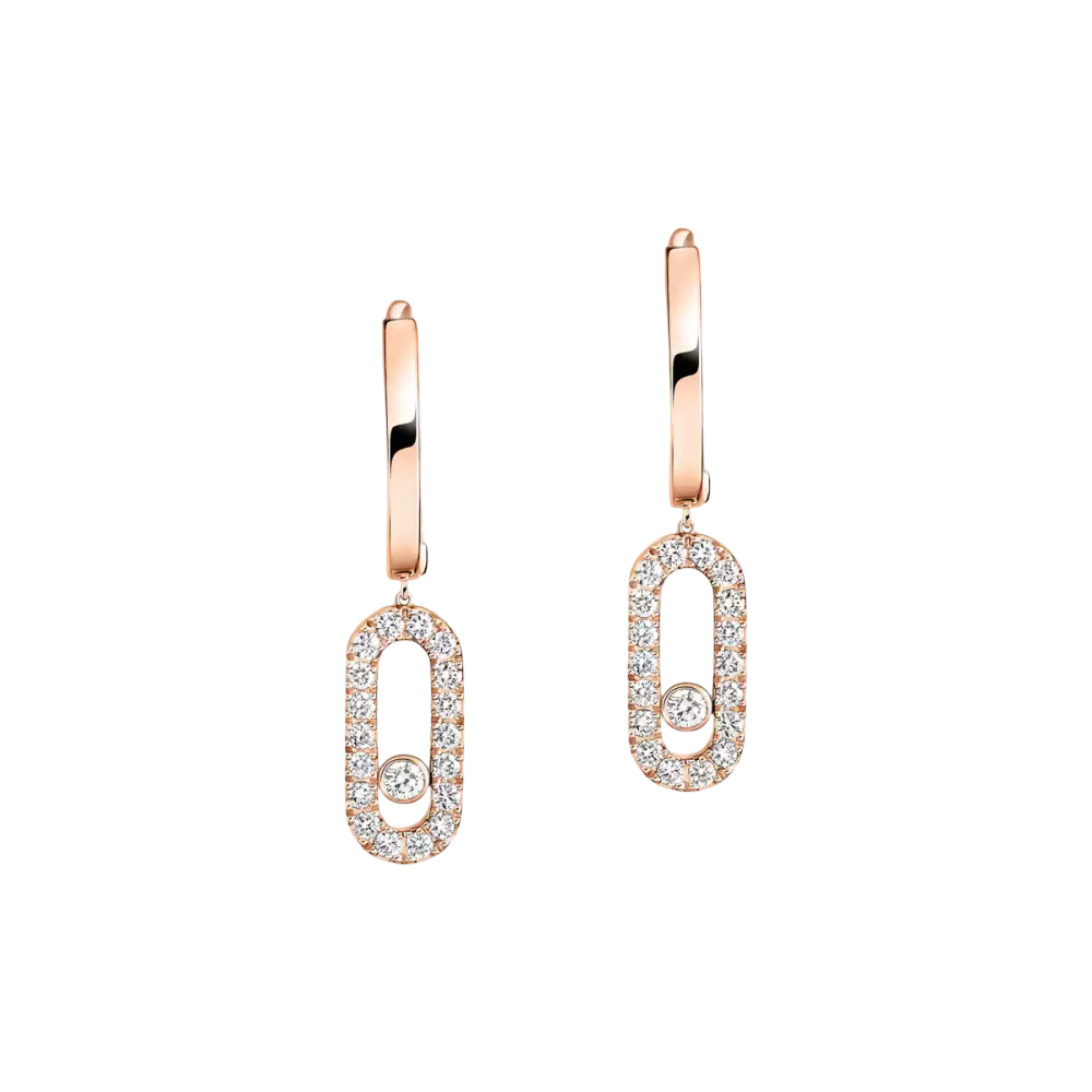 Move Uno Hoop Earrings Pink Gold Diamond Earrings