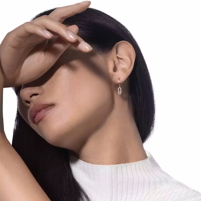 Move Uno Hoop Earrings Pink Gold Diamond Earrings