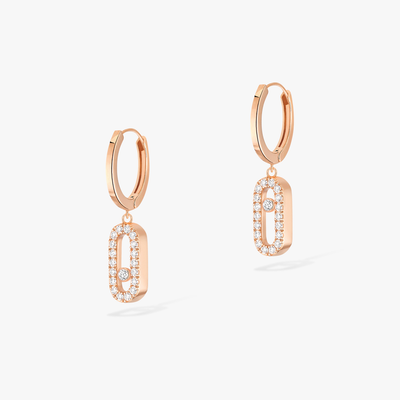 Pink Gold Diamond Earrings Move Uno Hoop Earrings