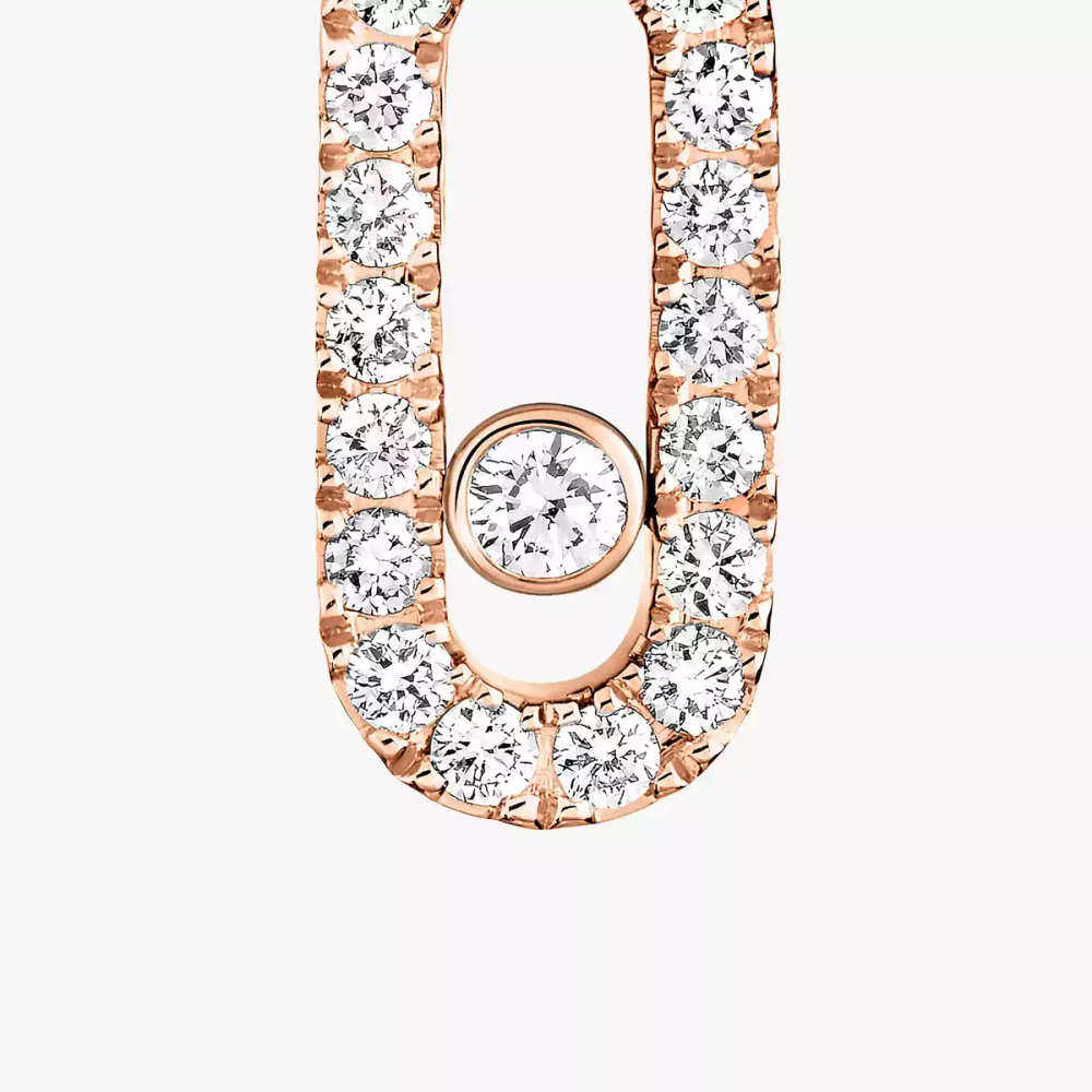 Move Uno Hoop Earrings Pink Gold Diamond Earrings
