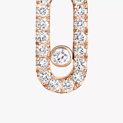 Move Uno Hoop Earrings Pink Gold Diamond Earrings