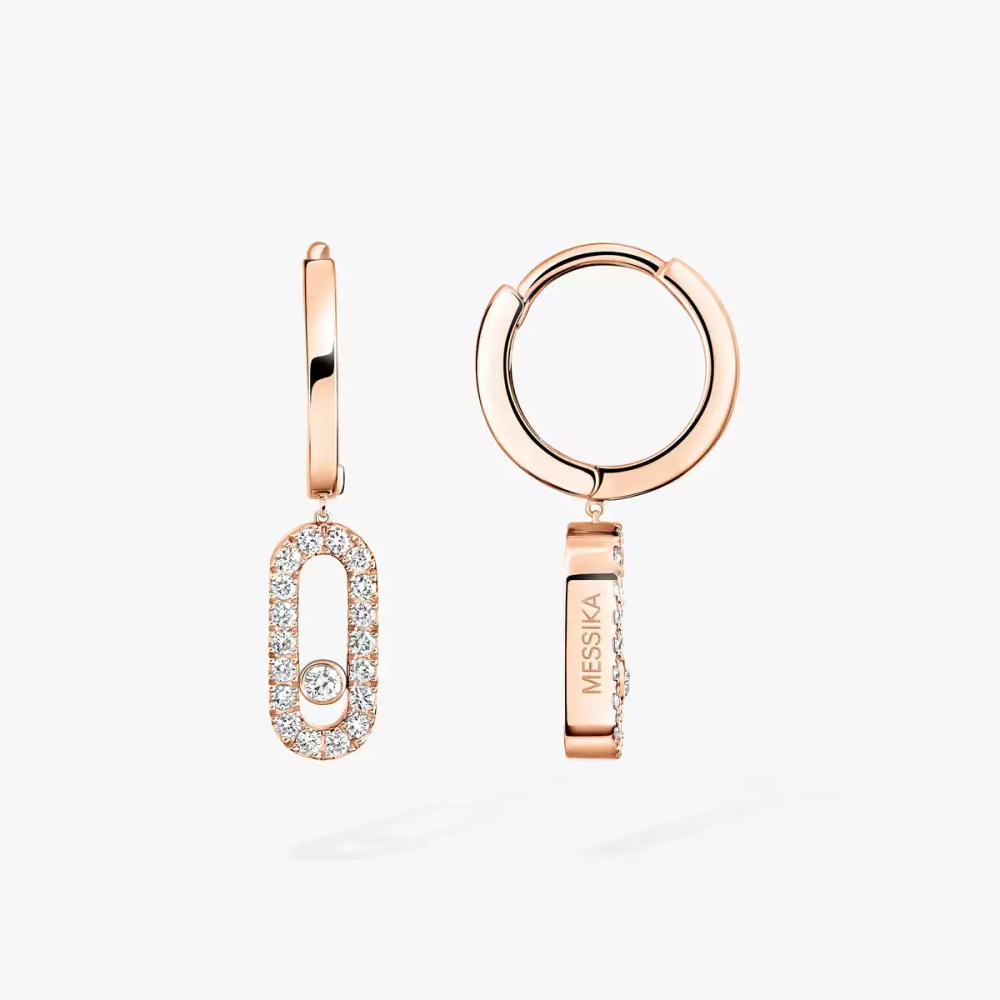 Move Uno Hoop Earrings Pink Gold Diamond Earrings