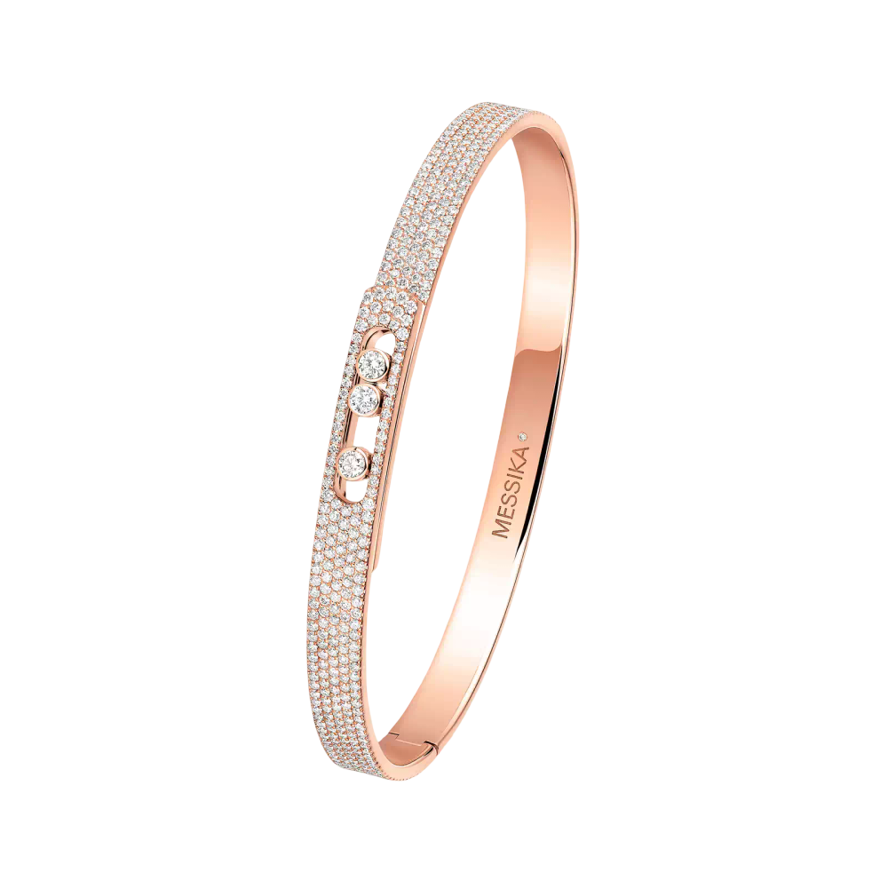 Move Noa SM Pavé Bangle Pink Gold Diamond Bracelet