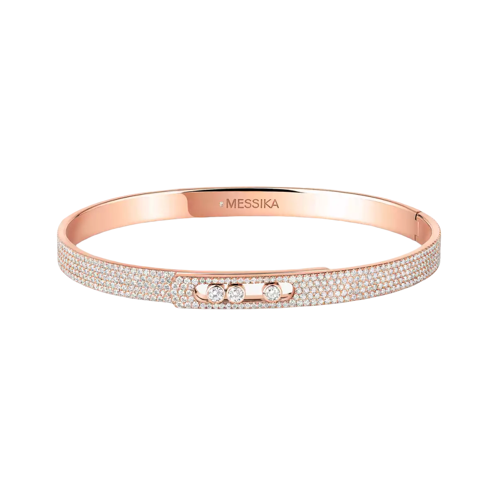 Move Noa SM Pavé Bangle Pink Gold Diamond Bracelet