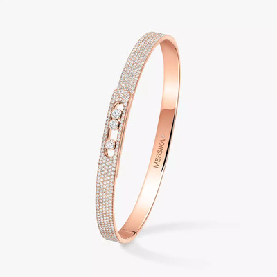 Move Noa SM Pavé Bangle Pink Gold Diamond Bracelet