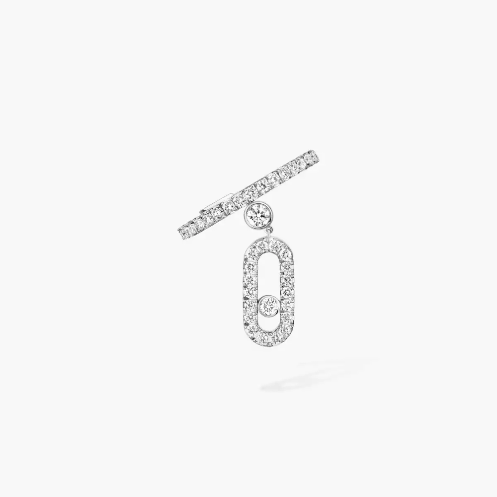 Move Uno Single Clip Pavé Drop Pendant Yellow Gold Diamond Earrings